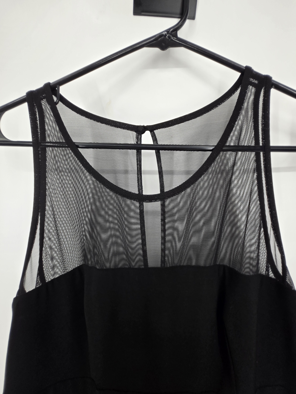 WHBM Black Mesh Yoke Midi Dress Size 4 NWT (7938) - Picture 2 of 6